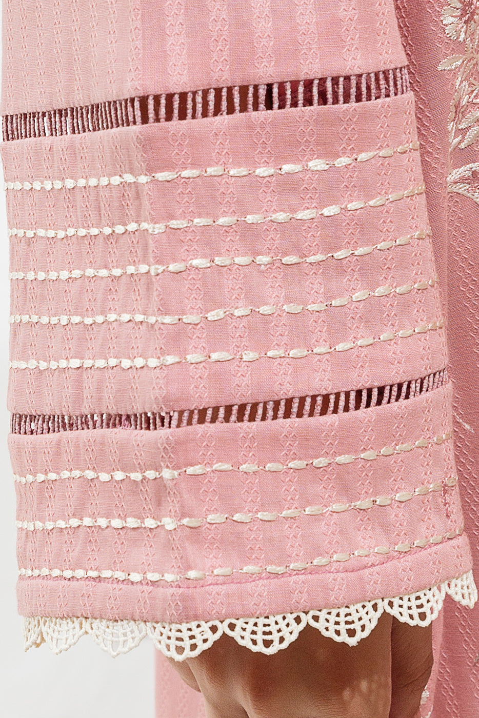 Beechtree - 1 PIECE - EMBROIDERED LENO KARRA SHIRT - SALMON STITCH