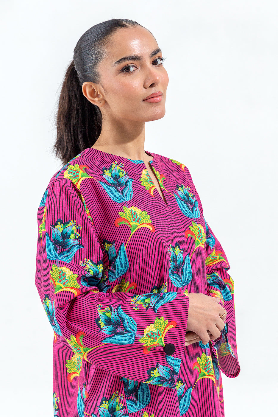 Beechtree - 2 PIECE PRINTED SLUB KHADDAR SUIT (PRET)