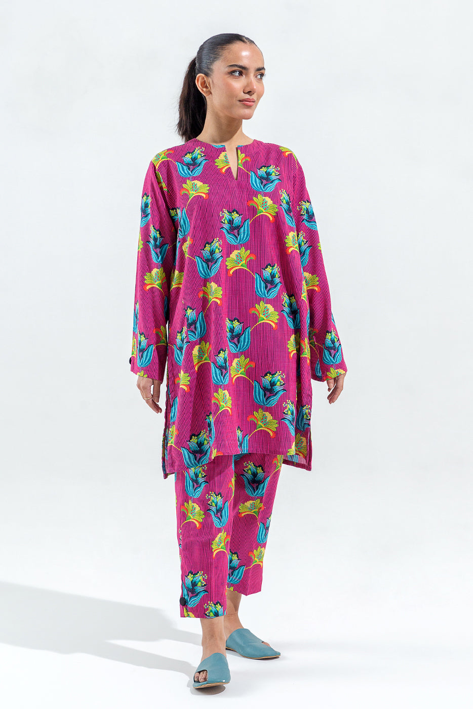 Beechtree - 2 PIECE PRINTED SLUB KHADDAR SUIT (PRET)