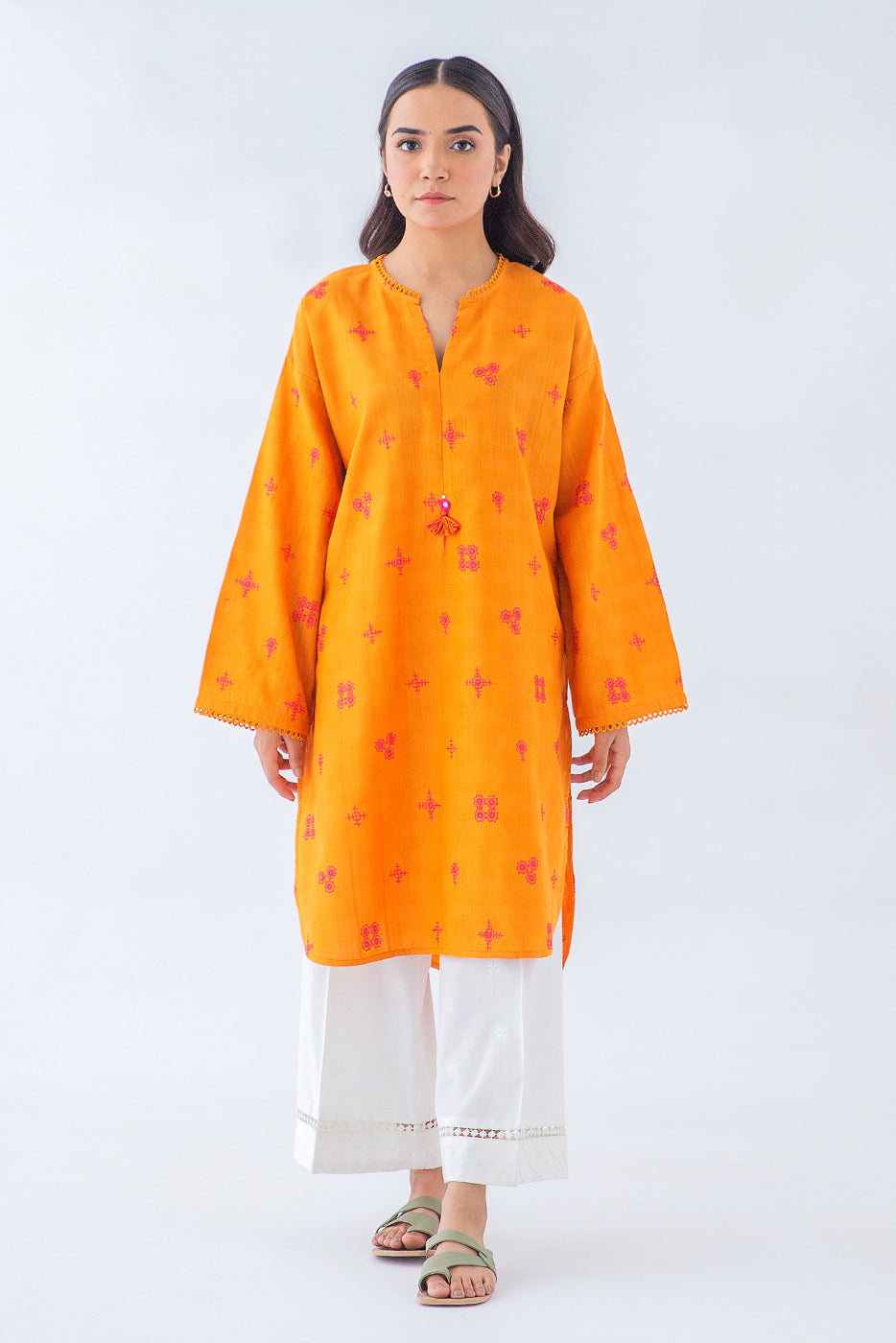 Beechtree - EMBROIDERED JACQUARD KHADDAR SHIRT (PRET)