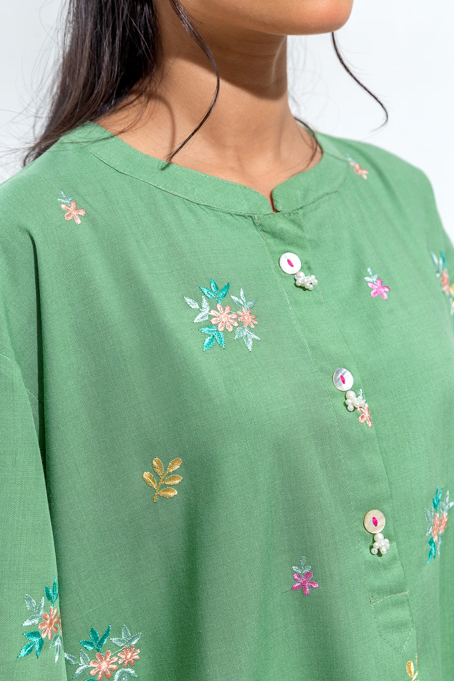 Beechtree - 2 PIECE EMBROIDERED CHAMBRAY SUIT (PRET)