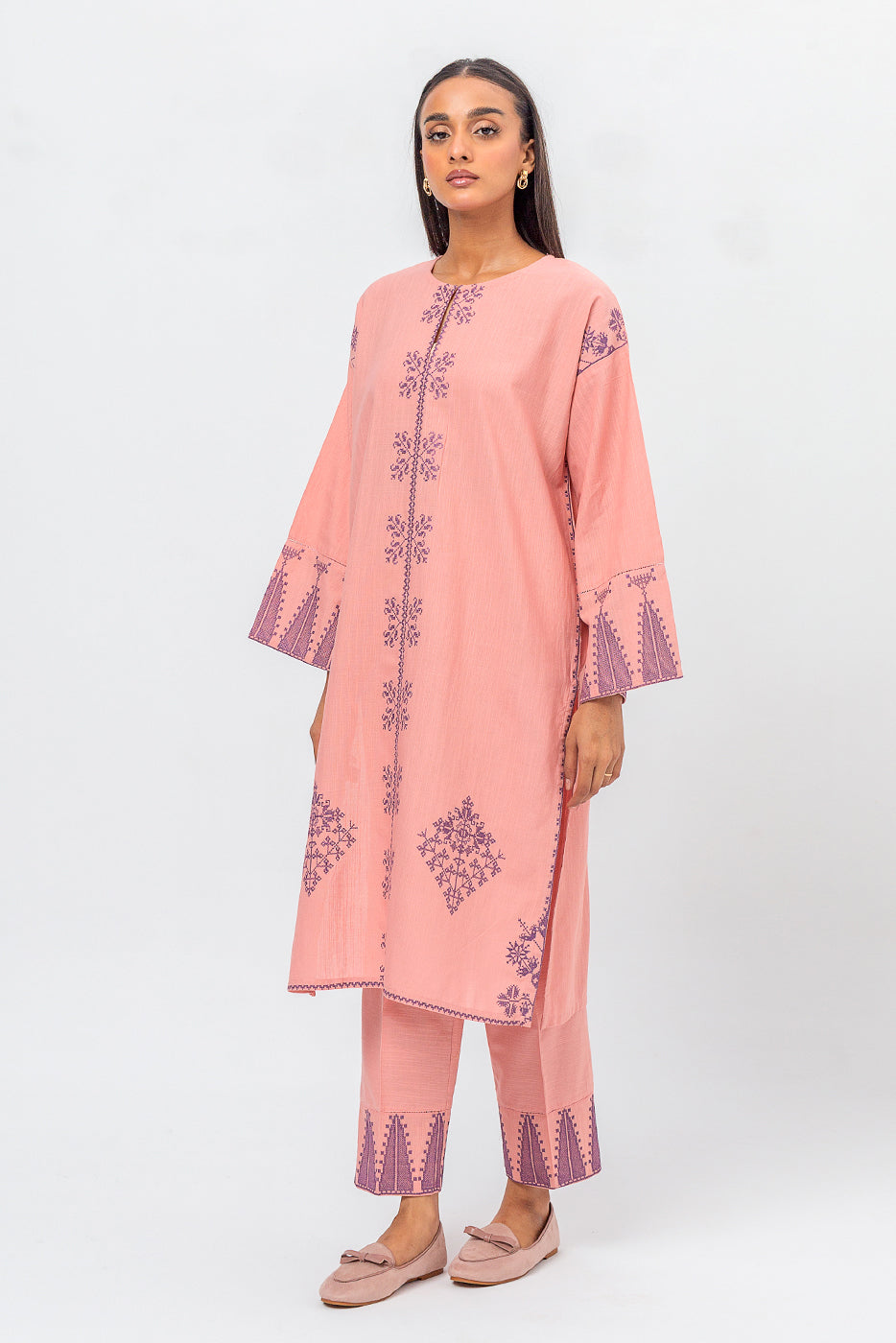 Beechtree - 2 PIECE EMBROIDERED SLUB KHADDAR SUIT (PRET)