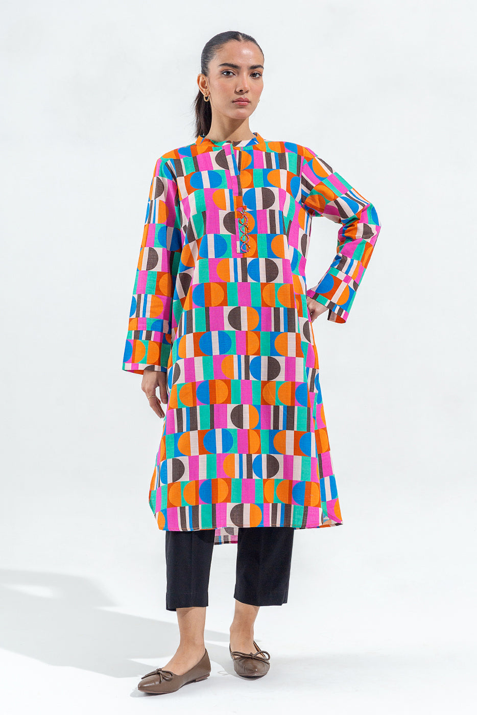 Beechtree - PRINTED SLUB KHADDAR SHIRT (PRET)