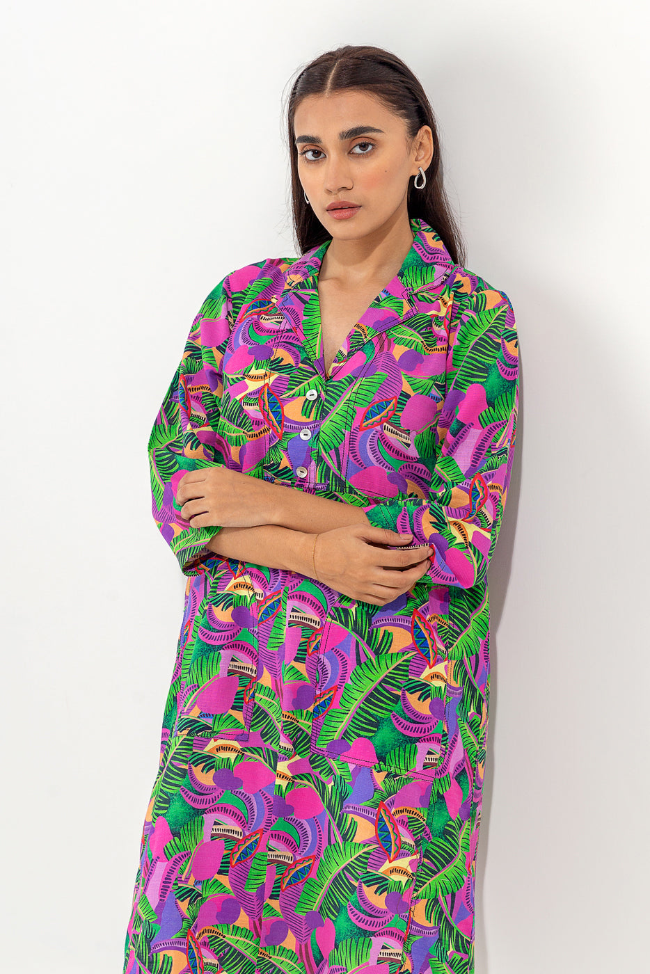 Beechtree - PRINTED SLUB KHADDAR SHIRT (PRET)