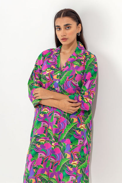 Beechtree - PRINTED SLUB KHADDAR SHIRT (PRET)
