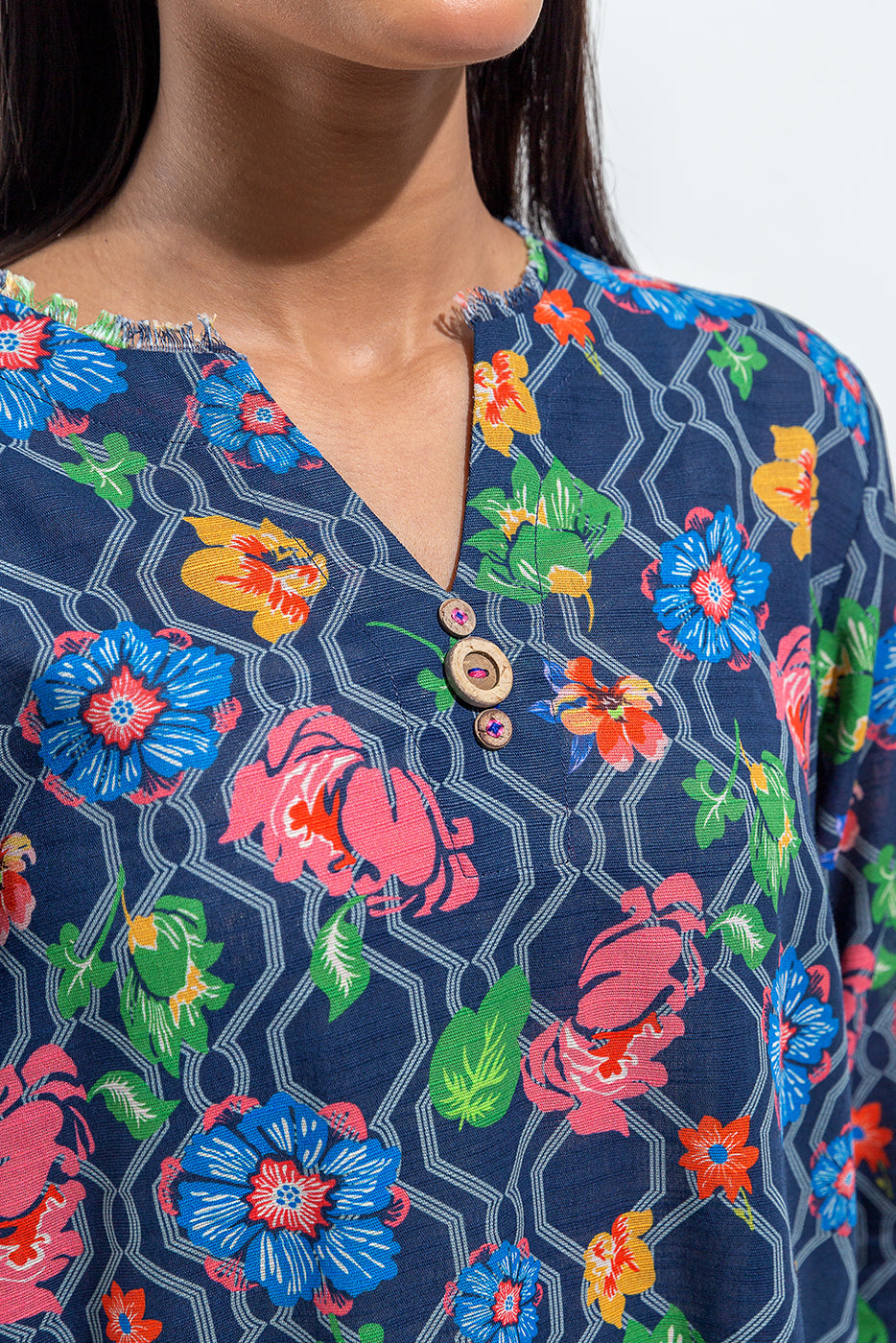 Beechtree - PRINTED SLUB KHADDAR SHIRT (PRET)
