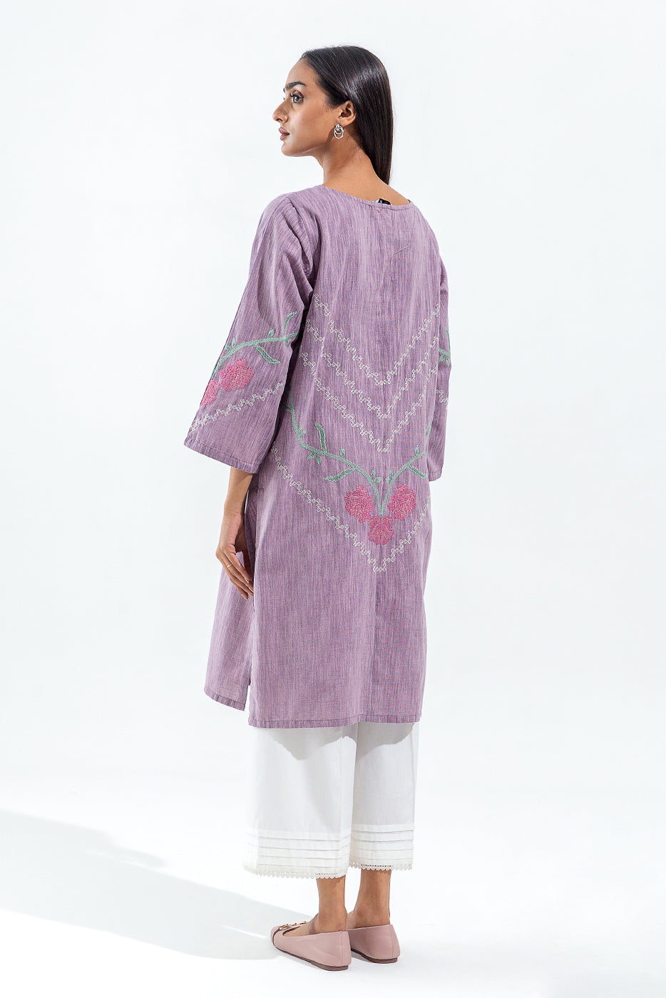 Beechtree - EMBROIDERED SLUB KHADDAR SHIRT (PRET)