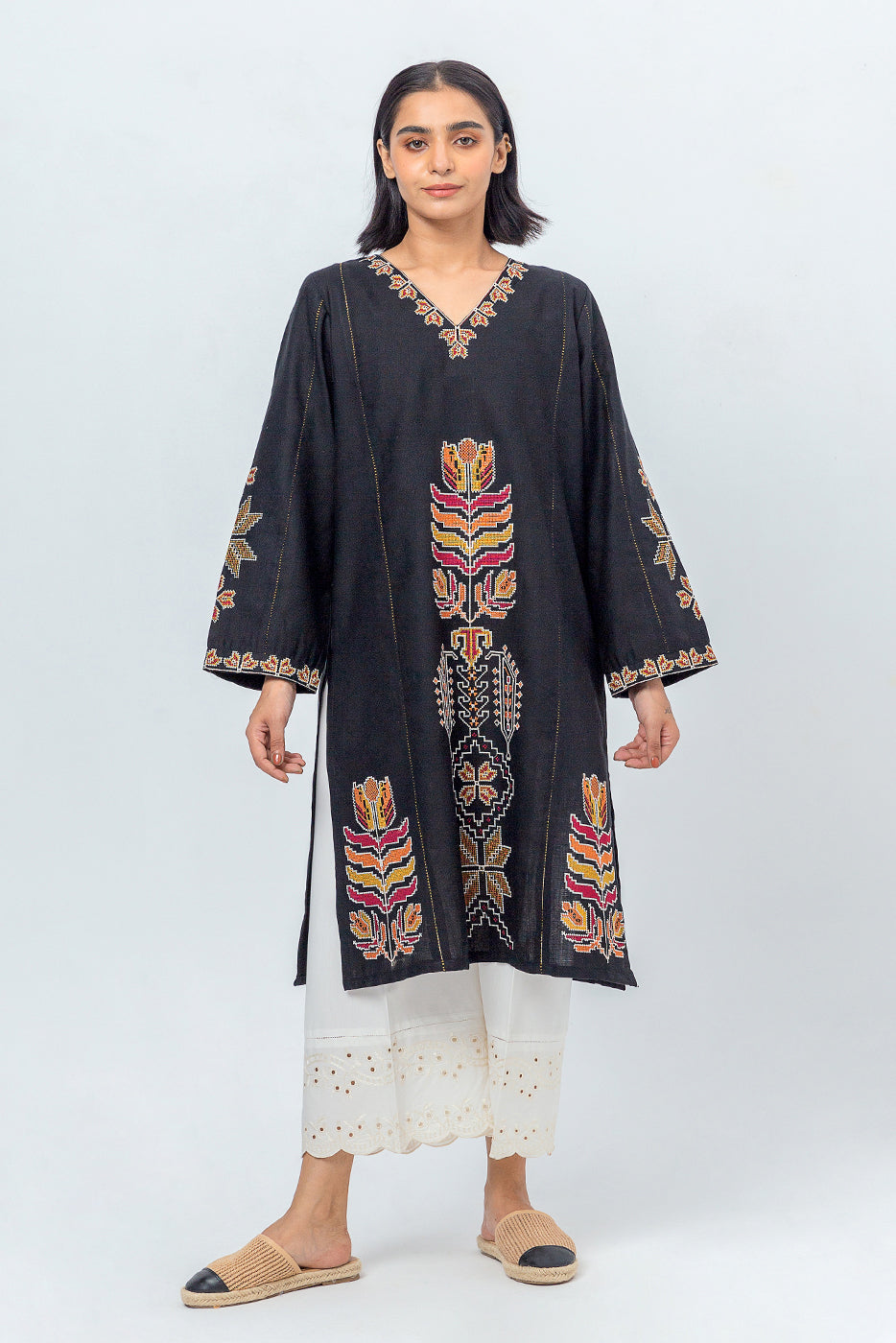 Beechtree - EMBROIDERED KHADDAR JACQUARD SHIRT (PRET)