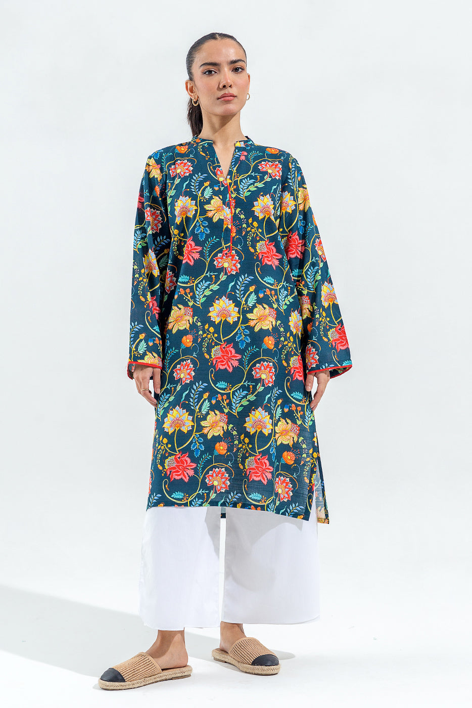 Beechtree - PRINTED SLUB KHADDAR SHIRT (PRET)