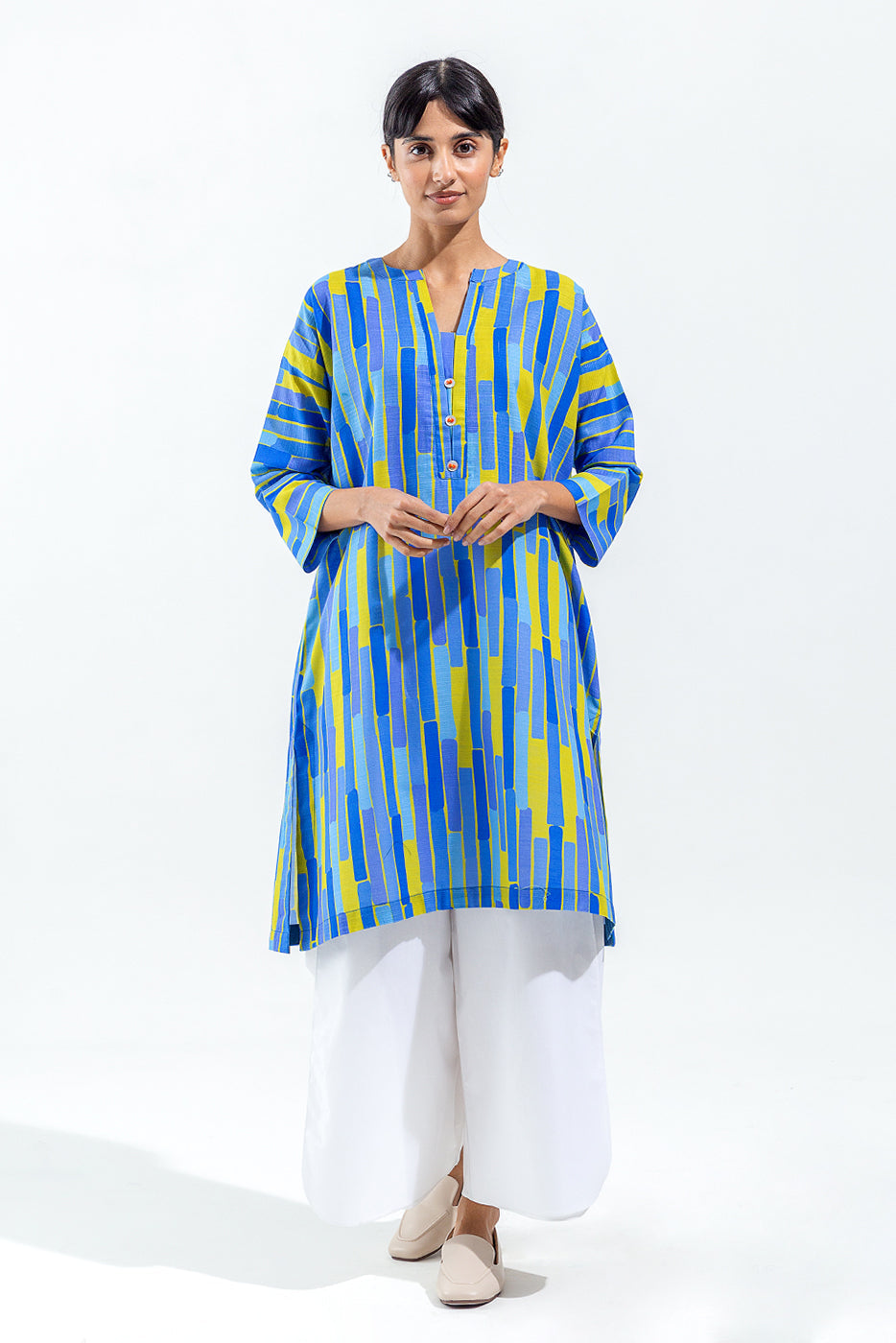 Beechtree - PRINTED SLUB KHADDAR SHIRT (PRET)