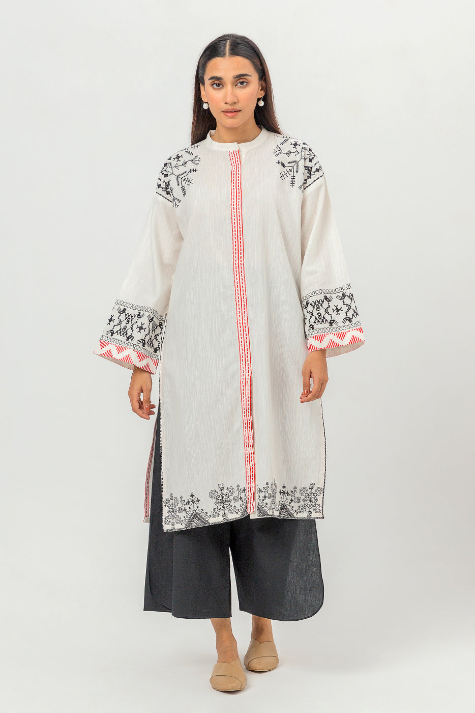 Beechtree - EMBROIDERED SLUB KHADDAR SHIRT (PRET)