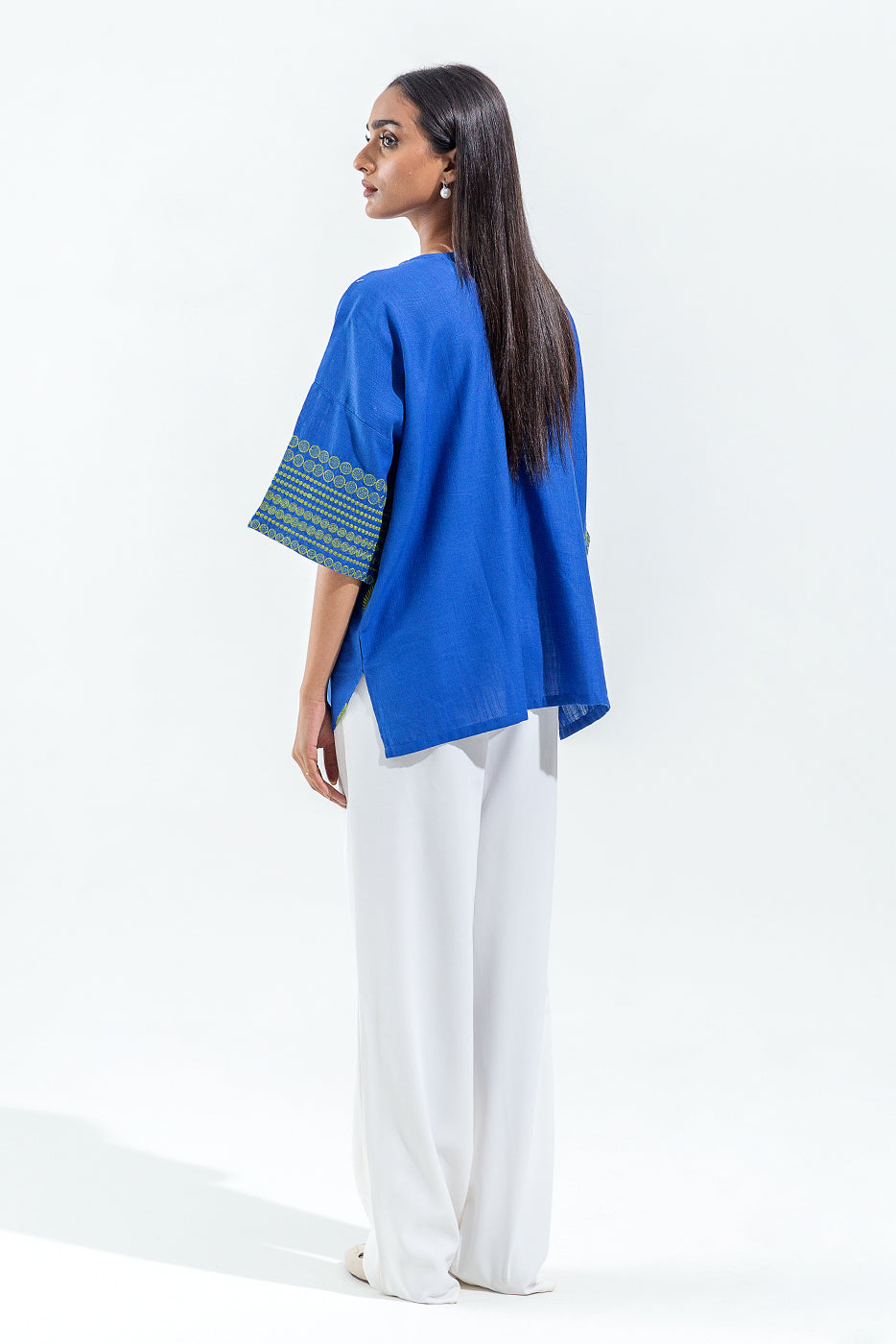 Beechtree - EMBROIDERED SLUB KHADDAR TOP (PRET)
