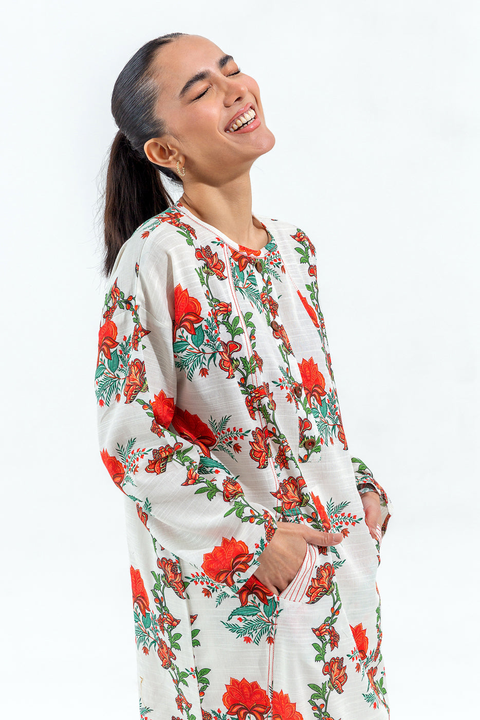 Beechtree - PRINTED SLUB KHADDAR SHIRT (PRET)
