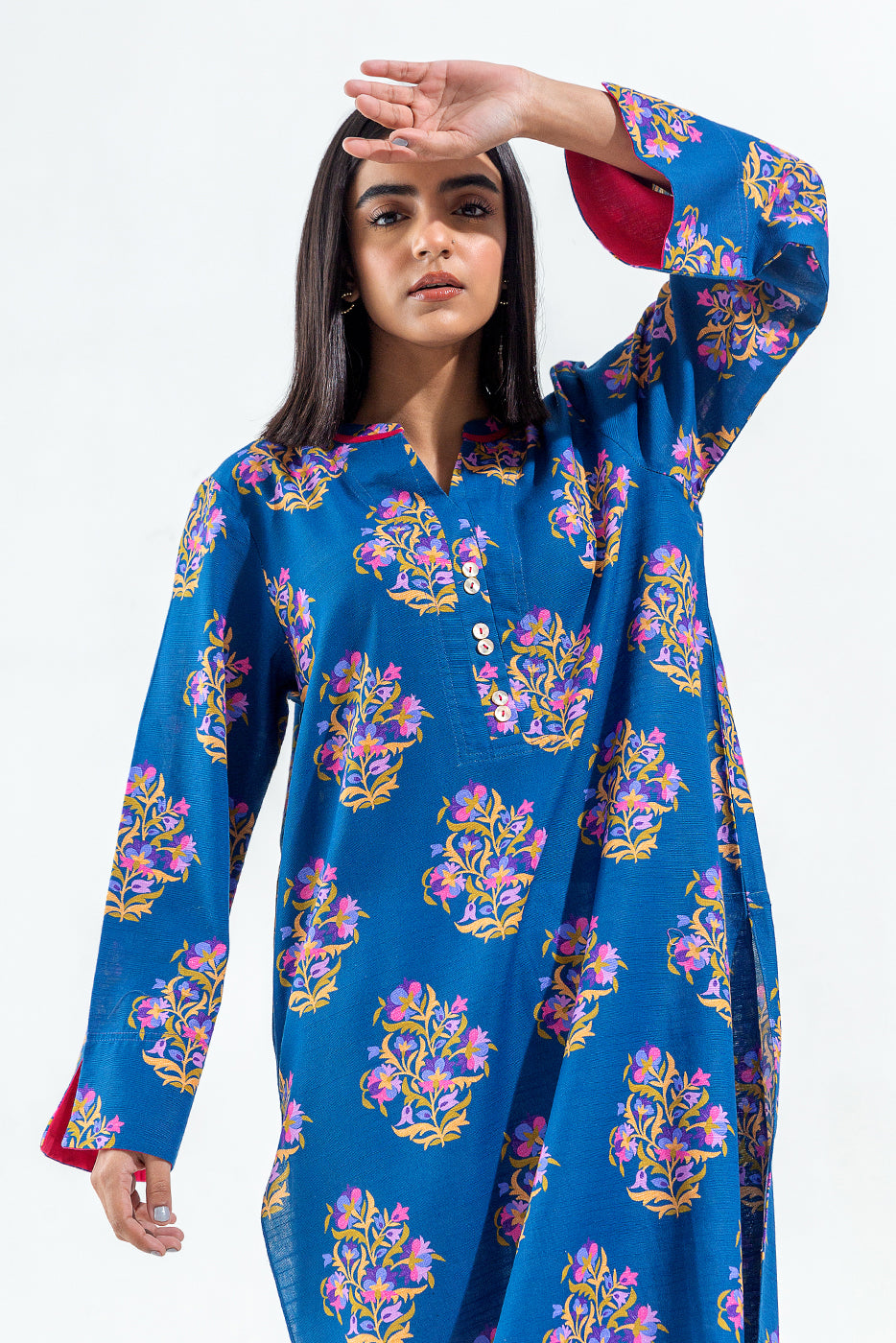Beechtree - PRINTED SLUB KHADDAR SHIRT (PRET)