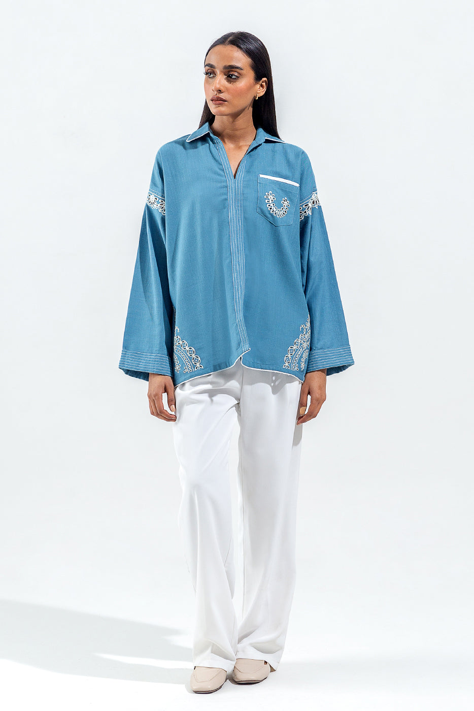 Beechtree - EMBROIDERED KHADDAR SHIRT (PRET)
