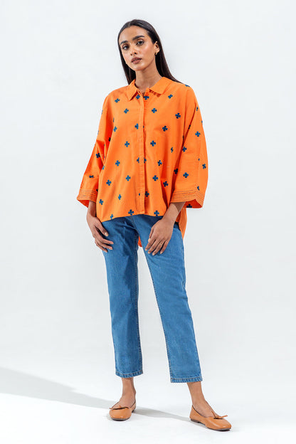 Beechtree - EMBROIDERED SLUB KHADDAR TOP (PRET)