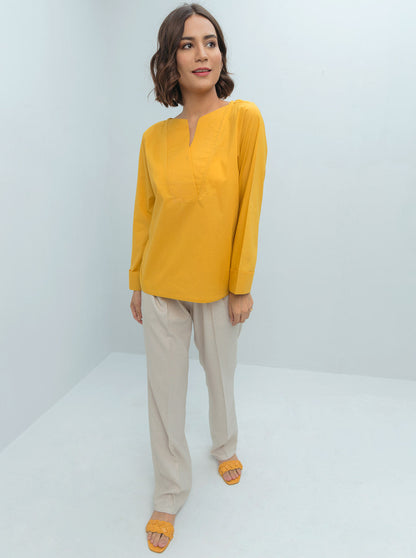 Beechtree - Yellow Poplin Jersey Combination Top