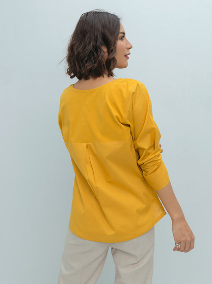Beechtree - Yellow Poplin Jersey Combination Top