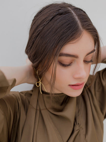 Beechtree - Coffee Draped Neck Blouse