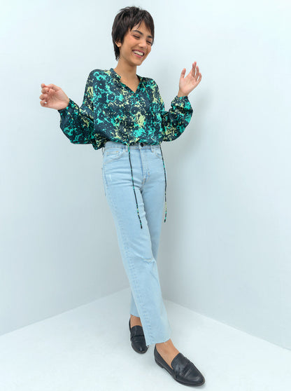 Beechtree - Abstract Floral Print Silk Blouse