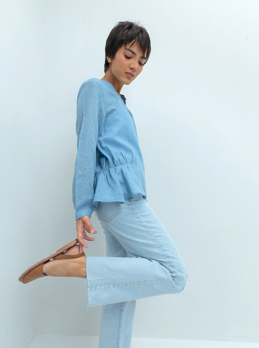 Beechtree - Powder Blue Peplum Top