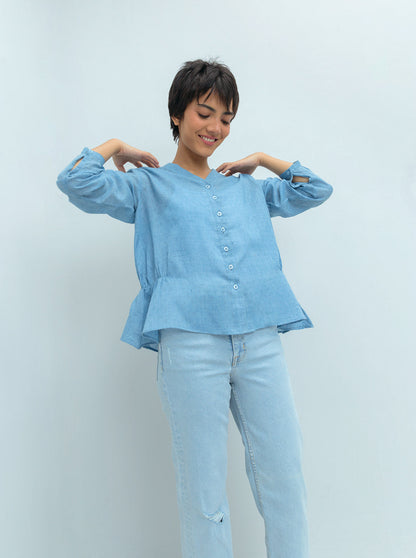 Beechtree - Powder Blue Peplum Top