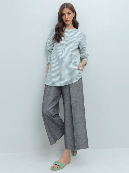 Beechtree - Striped Placket Round Hem Top