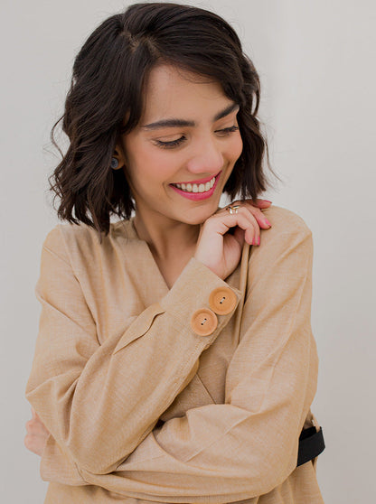 Beechtree - Tan Brown Wrap Top