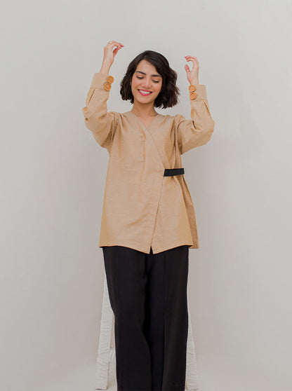 Beechtree - Tan Brown Wrap Top