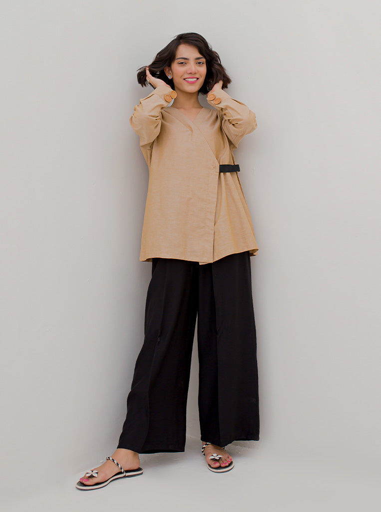 Beechtree - Tan Brown Wrap Top