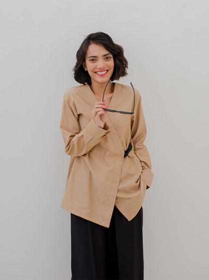 Beechtree - Tan Brown Wrap Top