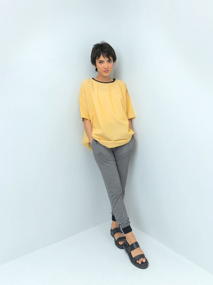 Beechtree - Pale Yellow Ribbed Neck Top
