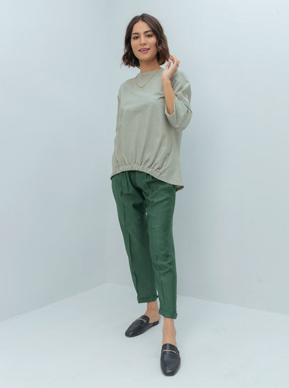 Beechtree - Sage Green Elasticated Hem Top
