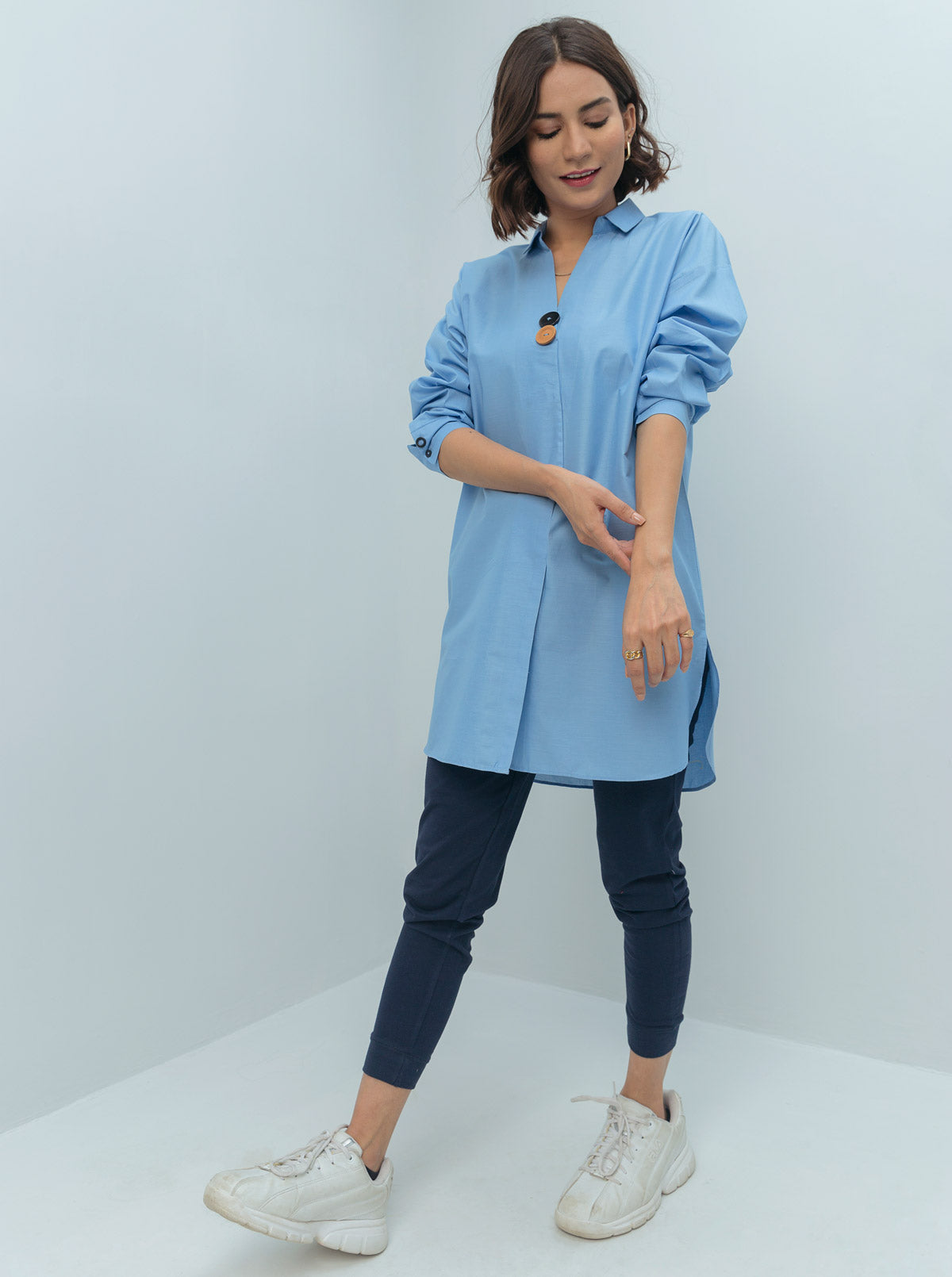 Beechtree - Blue Multi Buttoned Collar Shirt