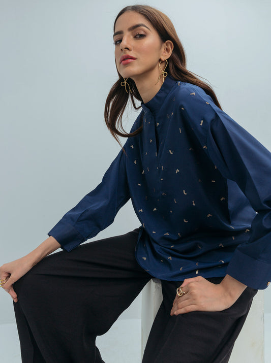 Beechtree - Navy Gold Sequined Top