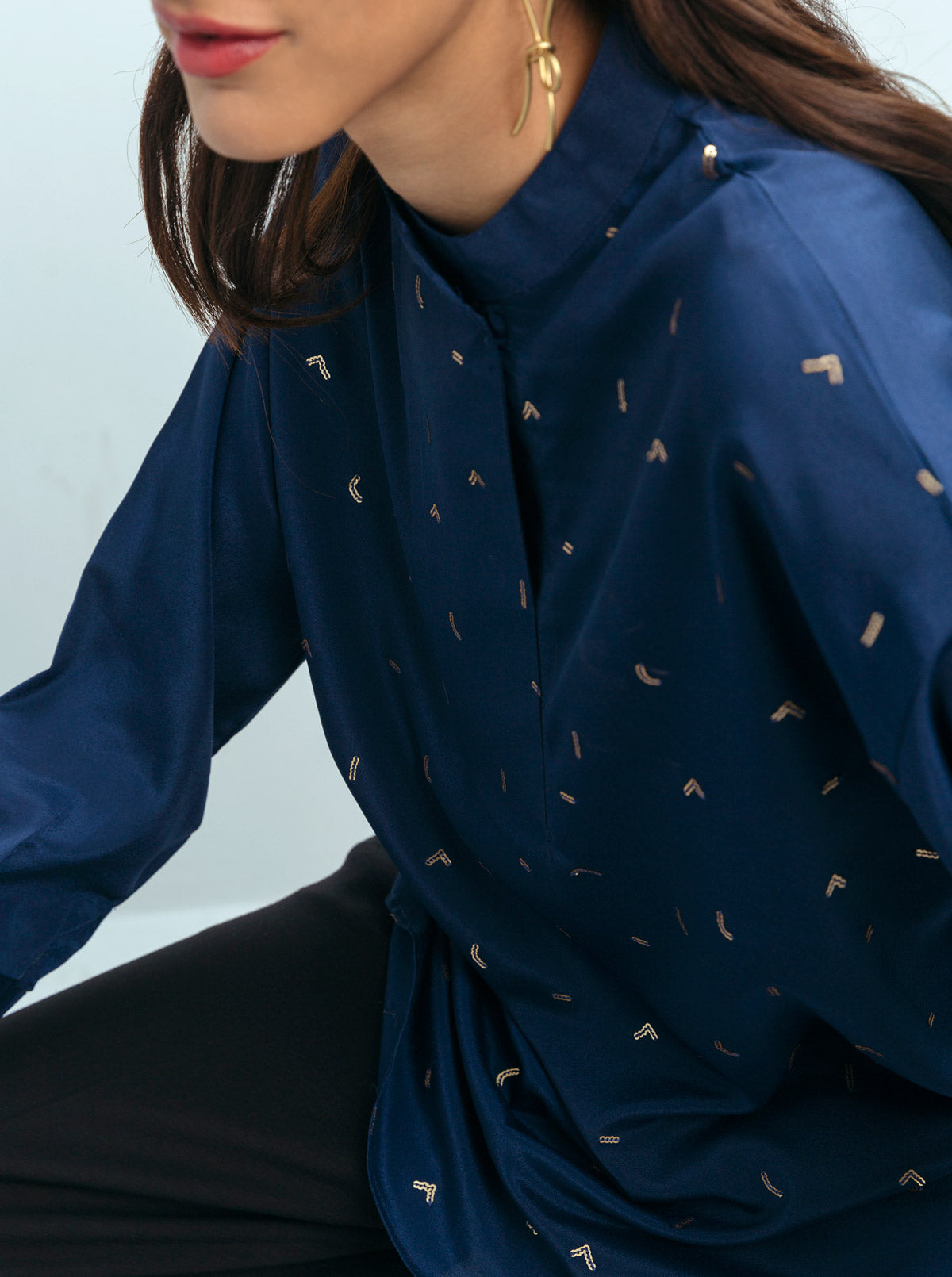 Beechtree - Navy Gold Sequined Top