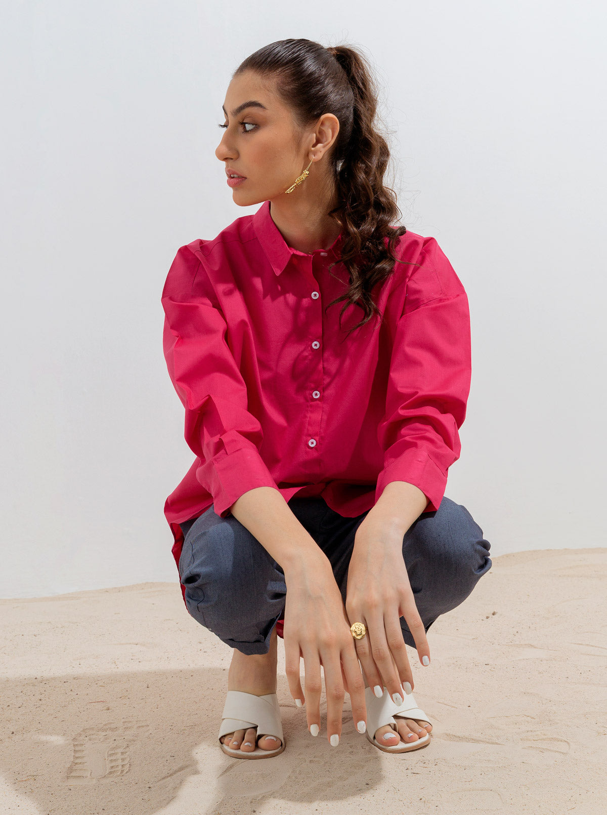 Beechtree - Rose Red Long Buttoned Shirt
