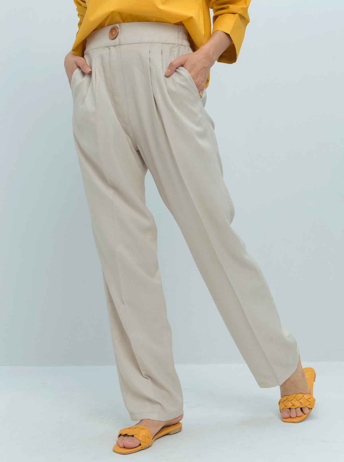 Beechtree - Offwhite Straight Fit Pants