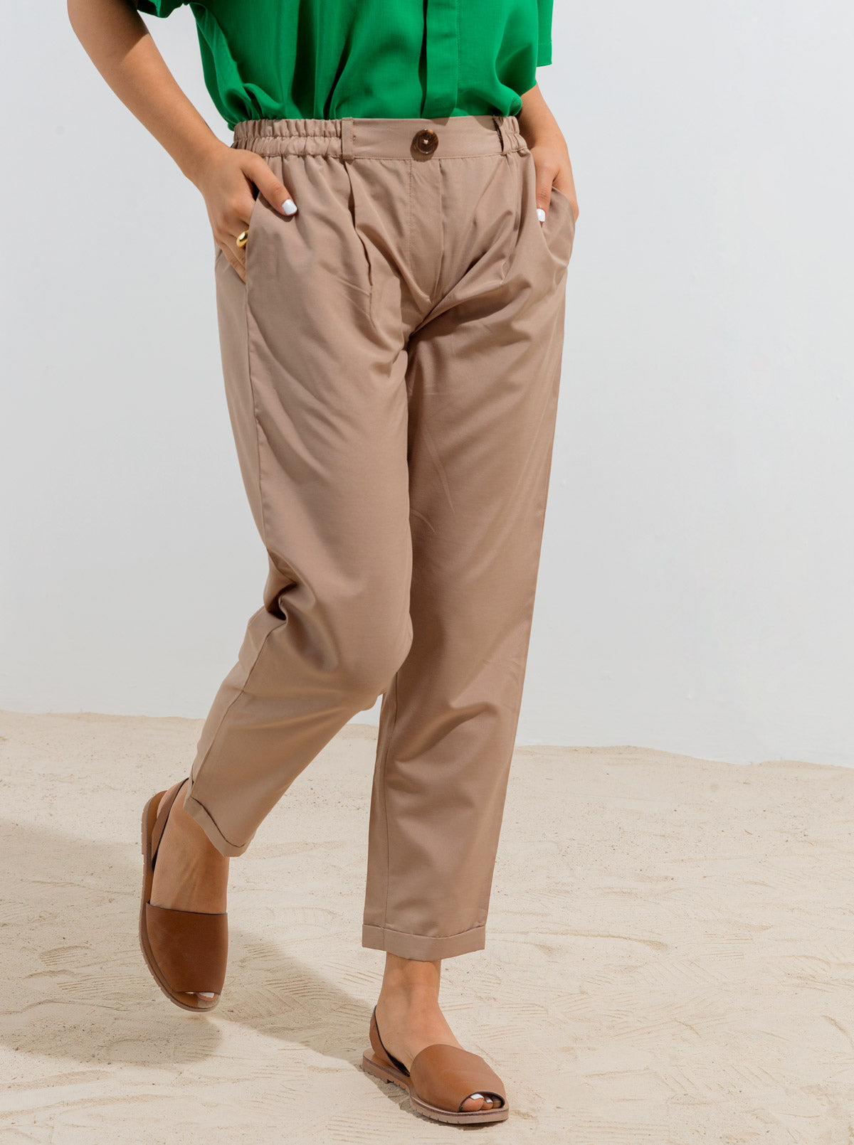 Beechtree - Beige Cuffed Pants