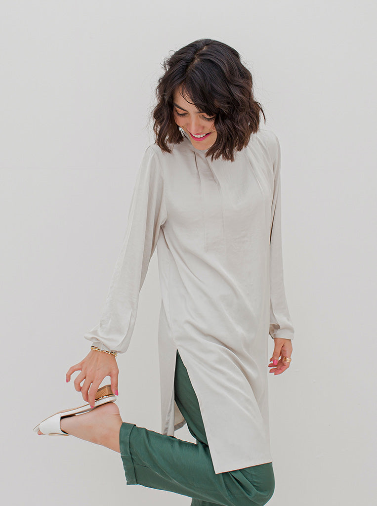 Beechtree - Ivory Mock Neck Silk Tunic