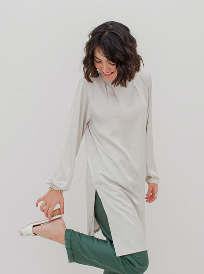 Beechtree - Ivory Mock Neck Silk Tunic