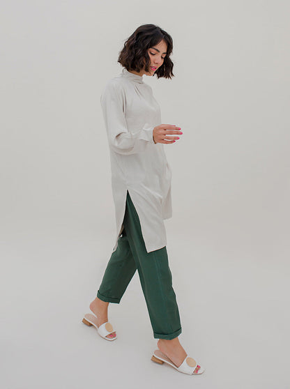 Beechtree - Ivory Mock Neck Silk Tunic