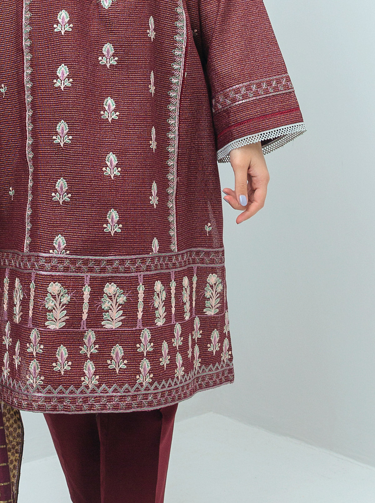 Beechtree - Embroidered Shirt With Dupatta