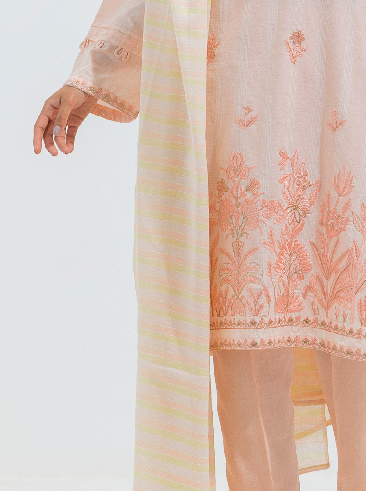 Beechtree - Embroidered Shirt With Dupatta