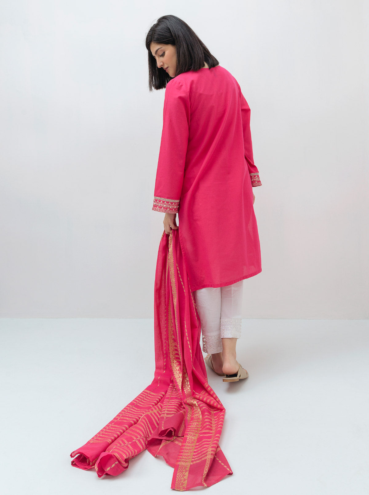 Beechtree - Embroidered Shirt With Dupatta