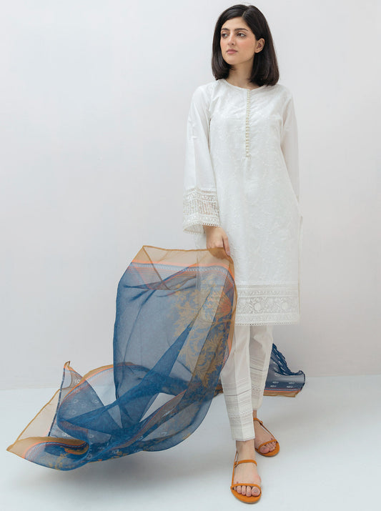 Beechtree - Embroidered Shirt With Dupatta
