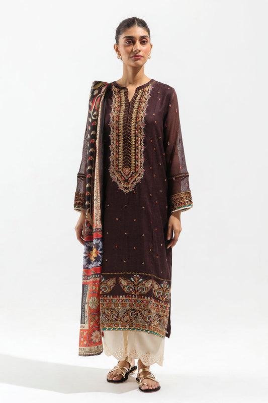 Beechtree - Embroidered Shirt With Dupatta
