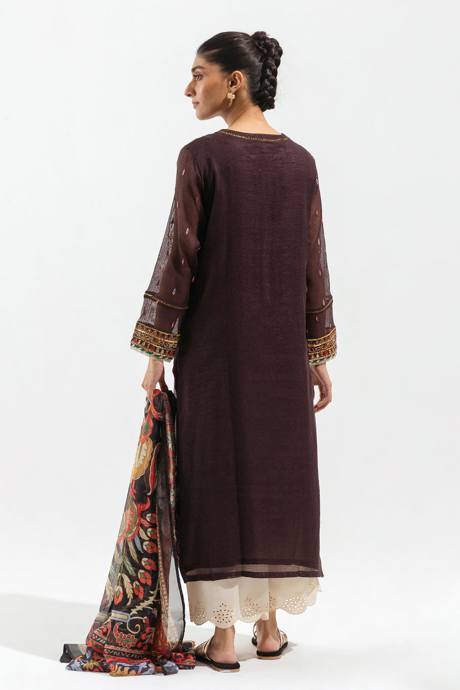 Beechtree - Embroidered Shirt With Dupatta