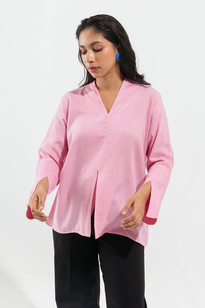 Beechtree - Light Pink Shawl Collar Top