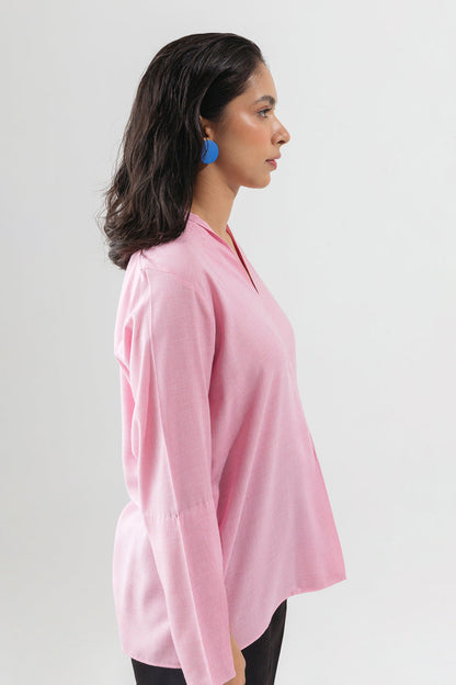Beechtree - Light Pink Shawl Collar Top